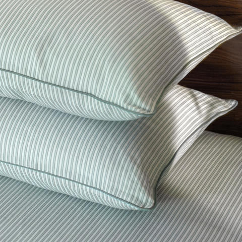 Pine Green Yarn Dyed Pin Stripe Bedsheet Set
