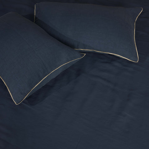 Deep Indigo Linen Bedsheet Set