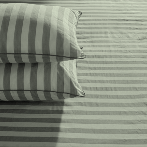 Pine Green Yarn Dyed Broad Stripe Bedsheet Set