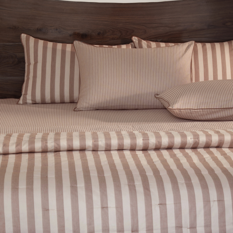 Riverbed Brown Yarn Dyed Reversible Stripe Quilt