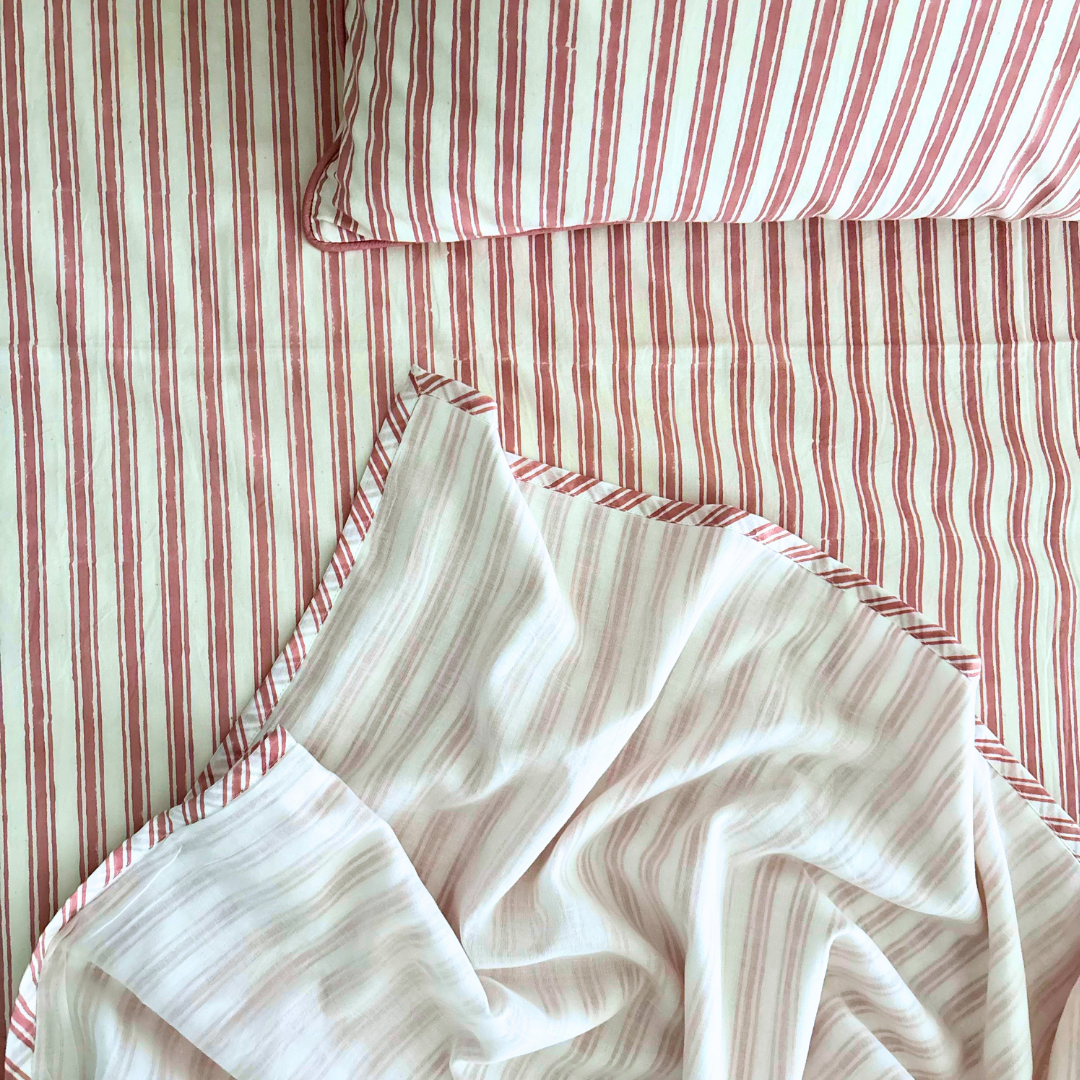Vintage AshRose Block Printed Percale Dohar