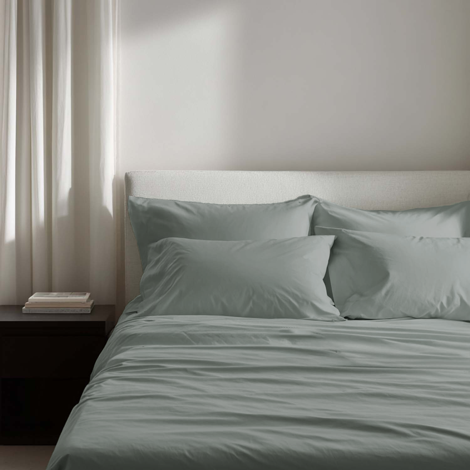 Rain Green Percale Pillow Cases (Set of 2)