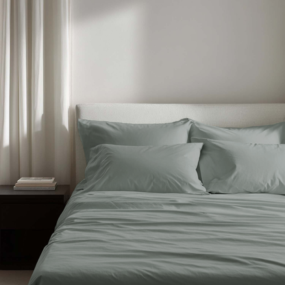 Rain Green Percale Pillow Cases (Set of 2)