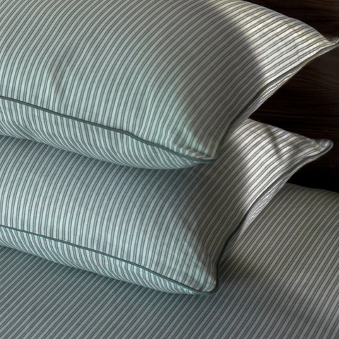 Pine Green Yarn Dyed Pin Stripe Bedsheet Set