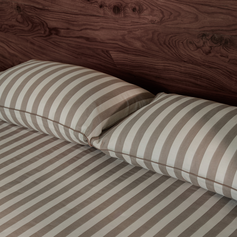 Riverbed Brown Yarn Dyed Broad Stripe Bedsheet Set