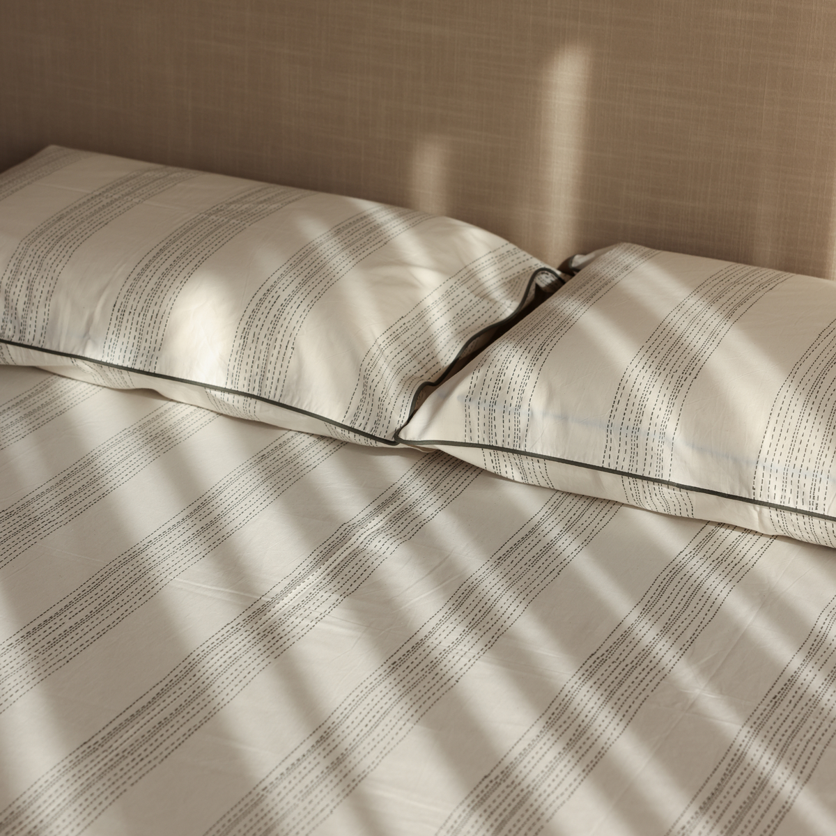 Willow Green Block Printed Percale Bedsheet Set