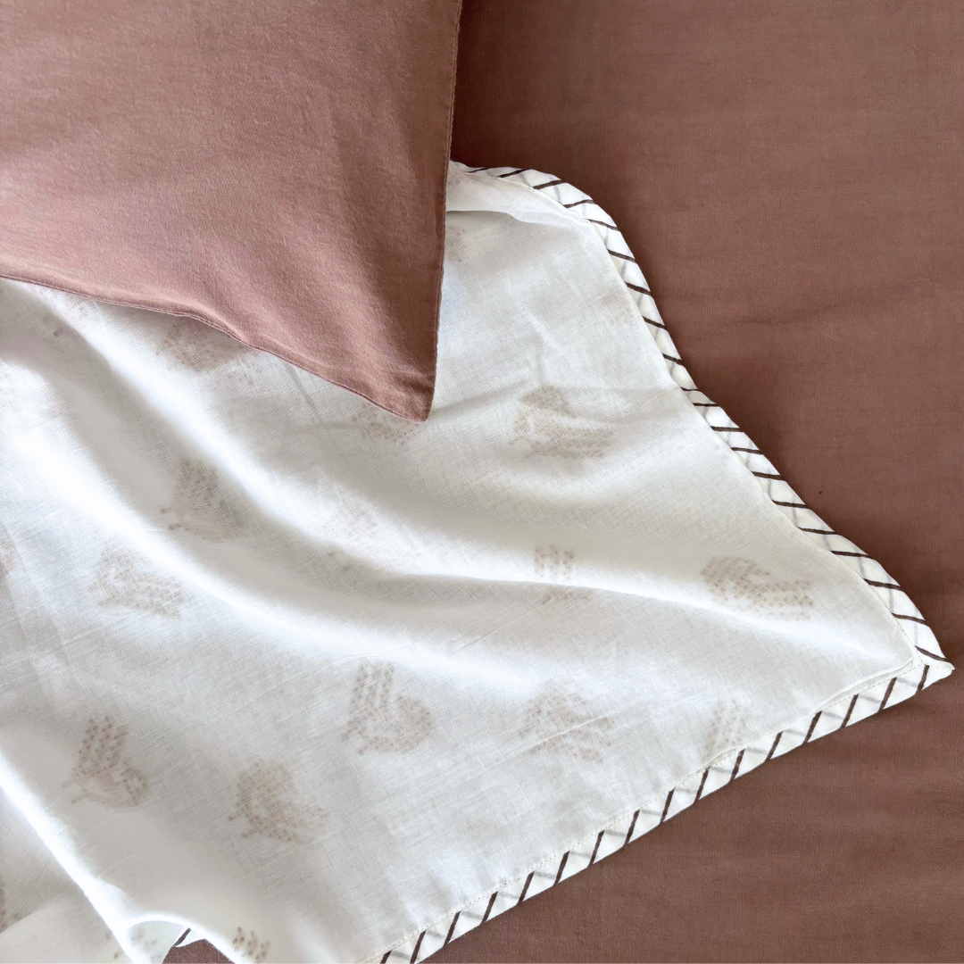 Brown Sparrow Block Printed Percale Dohar