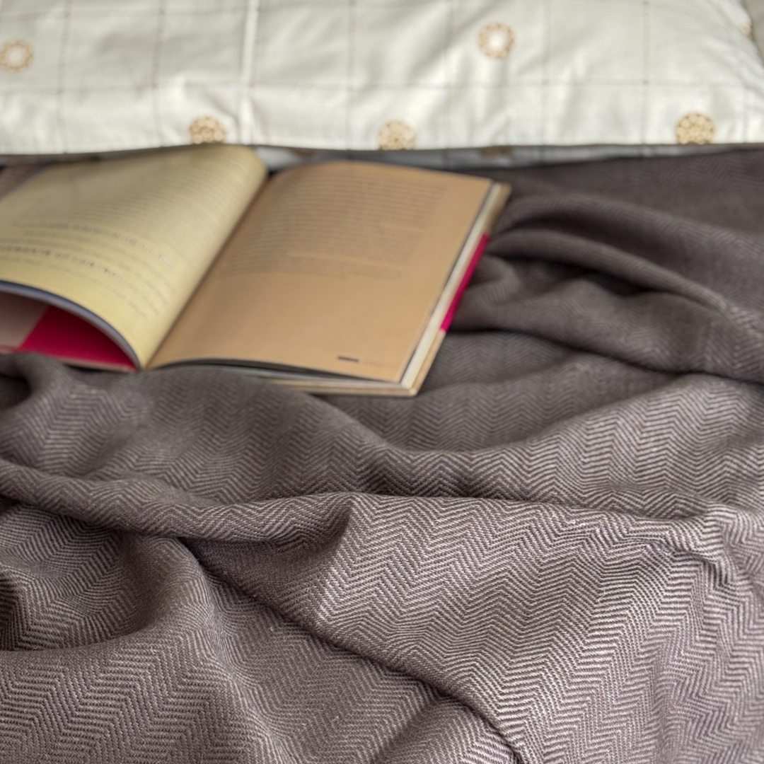 Moraine Brown Merino Hand Woven Woollen Throw