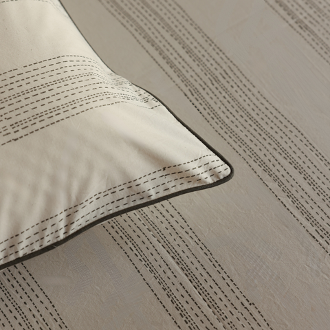 Willow Green Block Printed Percale Bedsheet Set