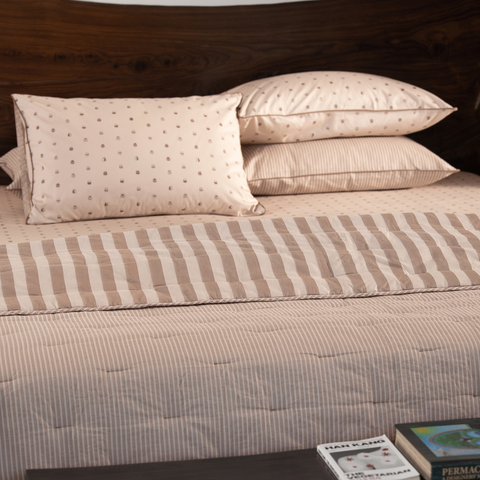 Riverbed Brown Yarn Dyed Reversible Stripe Quilt