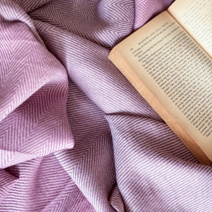Purple Mauve Merino Hand Woven Woollen Throw