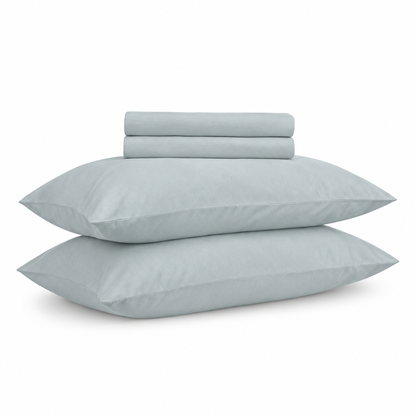 French Blue Percale Cotton Cooling Bedsheet Set