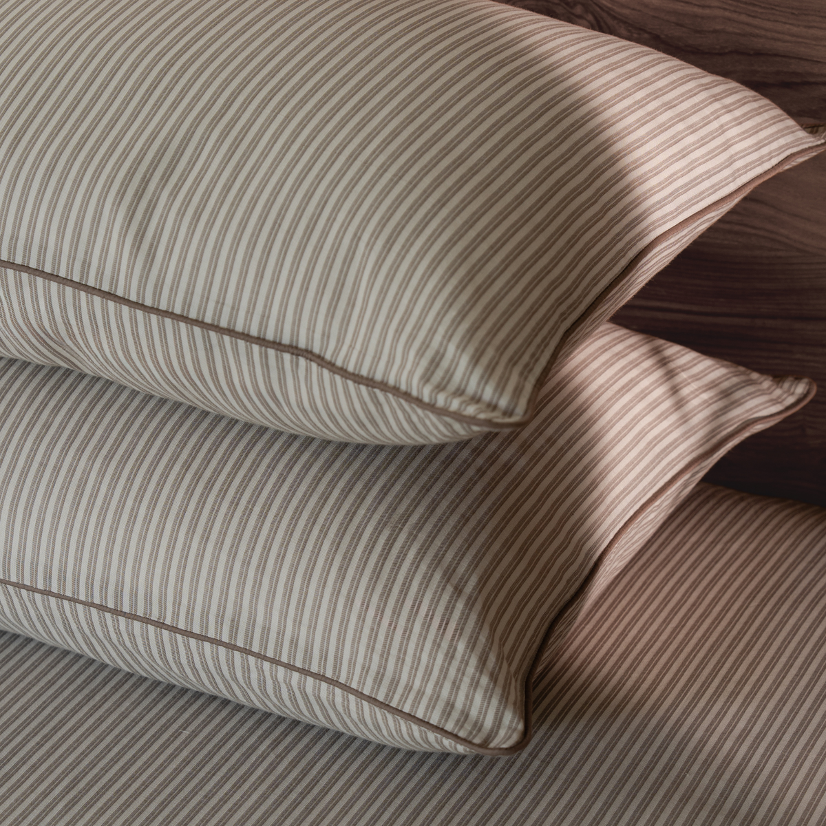 Riverbed Brown Yarn Dyed Pin Stripe Bedsheet Set