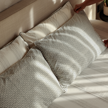 Willow Green Block Printed Percale Bedsheet Set