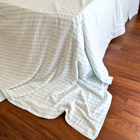 Azure Blue Block Printed Percale Dohar