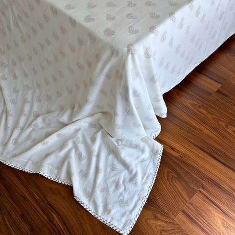 Brown Sparrow Block Printed Percale Dohar
