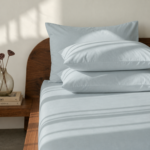 French Blue Percale Cooling Bedsheet Set