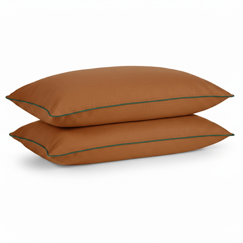 Cinnamon Brown Linen Pillow Cases (Set of 2)