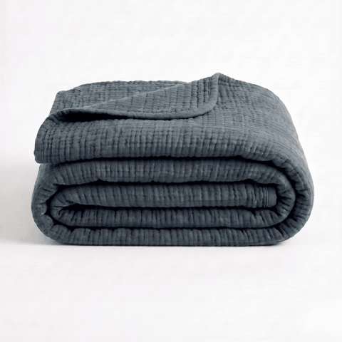 Ocean Blue Cotton Gauze Light Blanket
