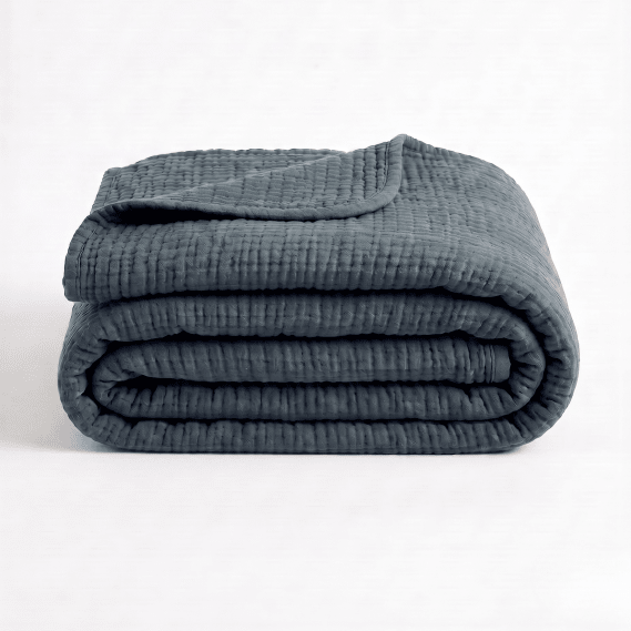 Ocean Blue Cotton Gauze Light Blanket