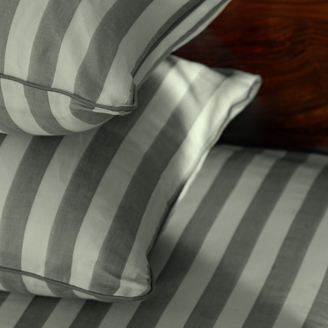 Pine Green Yarn Dyed Broad Stripe Bedsheet Set