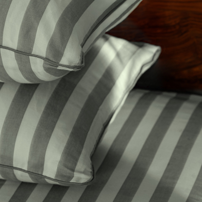 Pine Green Yarn Dyed Broad Stripe Bedsheet Set