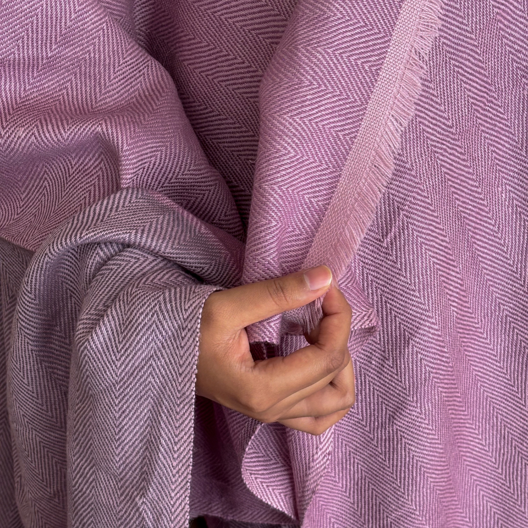 Purple Mauve Merino Hand Woven Woollen Throw