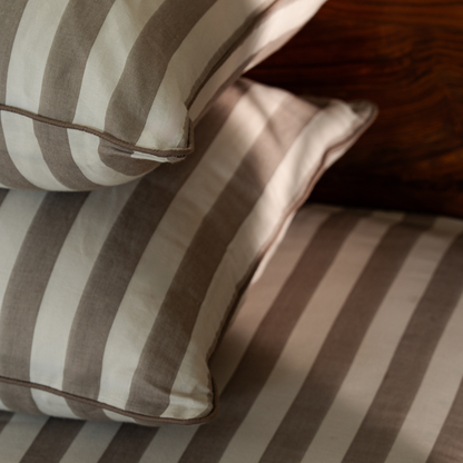 Riverbed Brown Yarn Dyed Broad Stripe Bedsheet Set