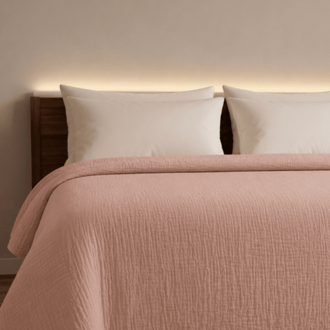 Heather Pink Cotton Gauze Light Blanket
