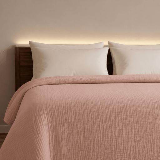 Heather Pink Cotton Gauze Light Blanket