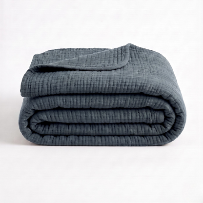 Ocean Blue Cotton Gauze Light Blanket