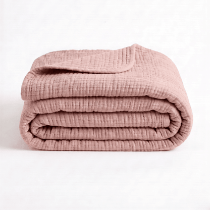 Heather Pink Cotton Gauze Light Blanket
