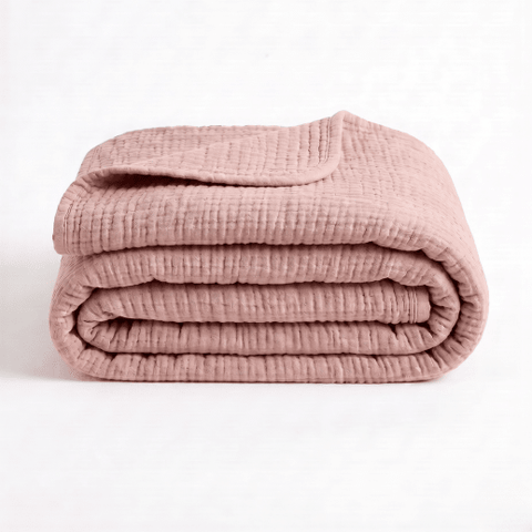 Heather Pink Cotton Gauze Light Blanket