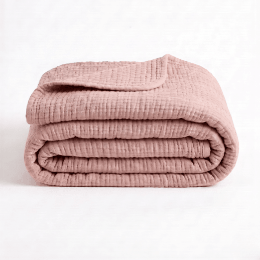 Heather Pink Cotton Gauze Light Blanket