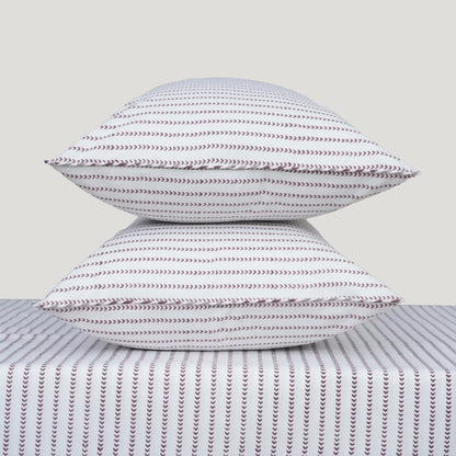 Mauve Echo Block Printed Percale Bedsheet Set
