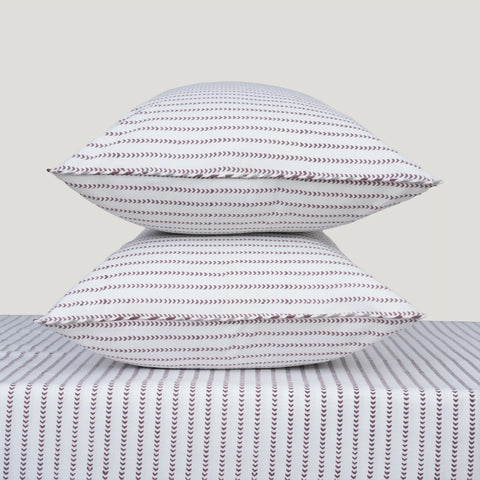 Mauve Echo Block Printed Percale Bedsheet Set