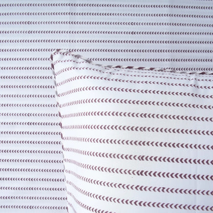 Mauve Echo Block Printed Percale Bedsheet Set