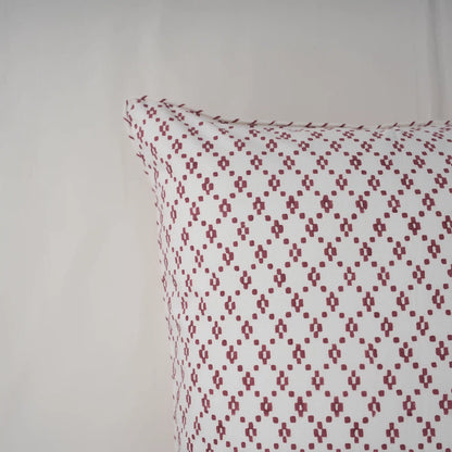 Crimson Lattice Block Printed Percale Bedsheet Set