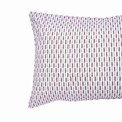 Plum Grid Block Printed Percale Pillow Cases (Set of 2)