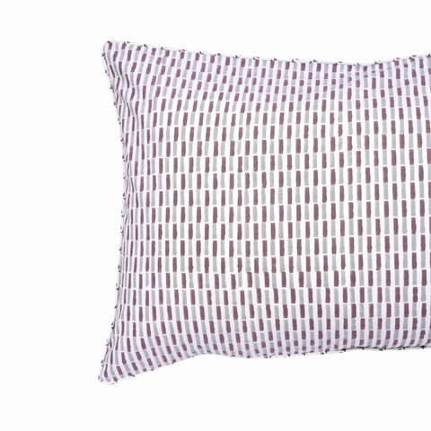 Plum Grid Block Printed Percale Pillow Cases (Set of 2)