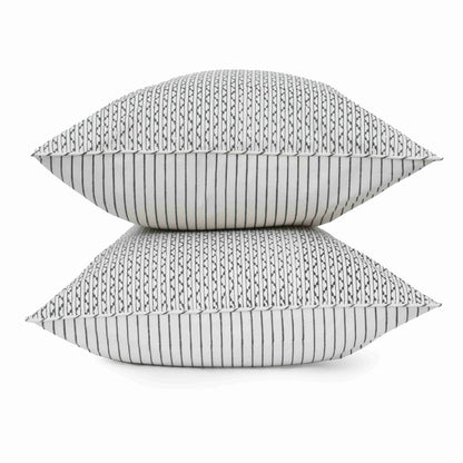 Jade Grid Block Printed Percale Pillow Cases (Set of 2)
