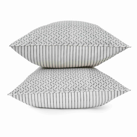 Jade Grid Block Printed Percale Pillow Cases (Set of 2)