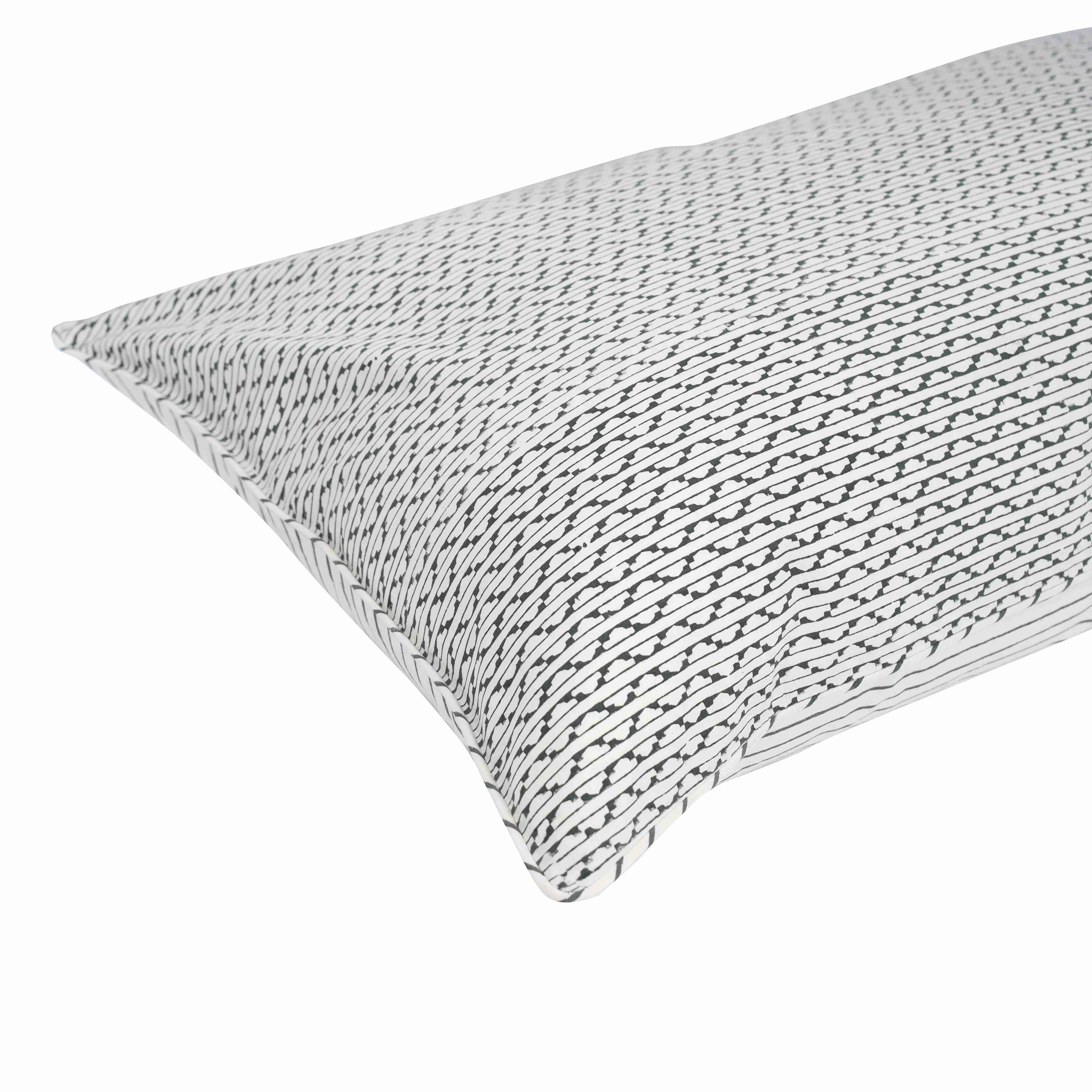 Jade Grid Block Printed Percale Pillow Cases (Set of 2)