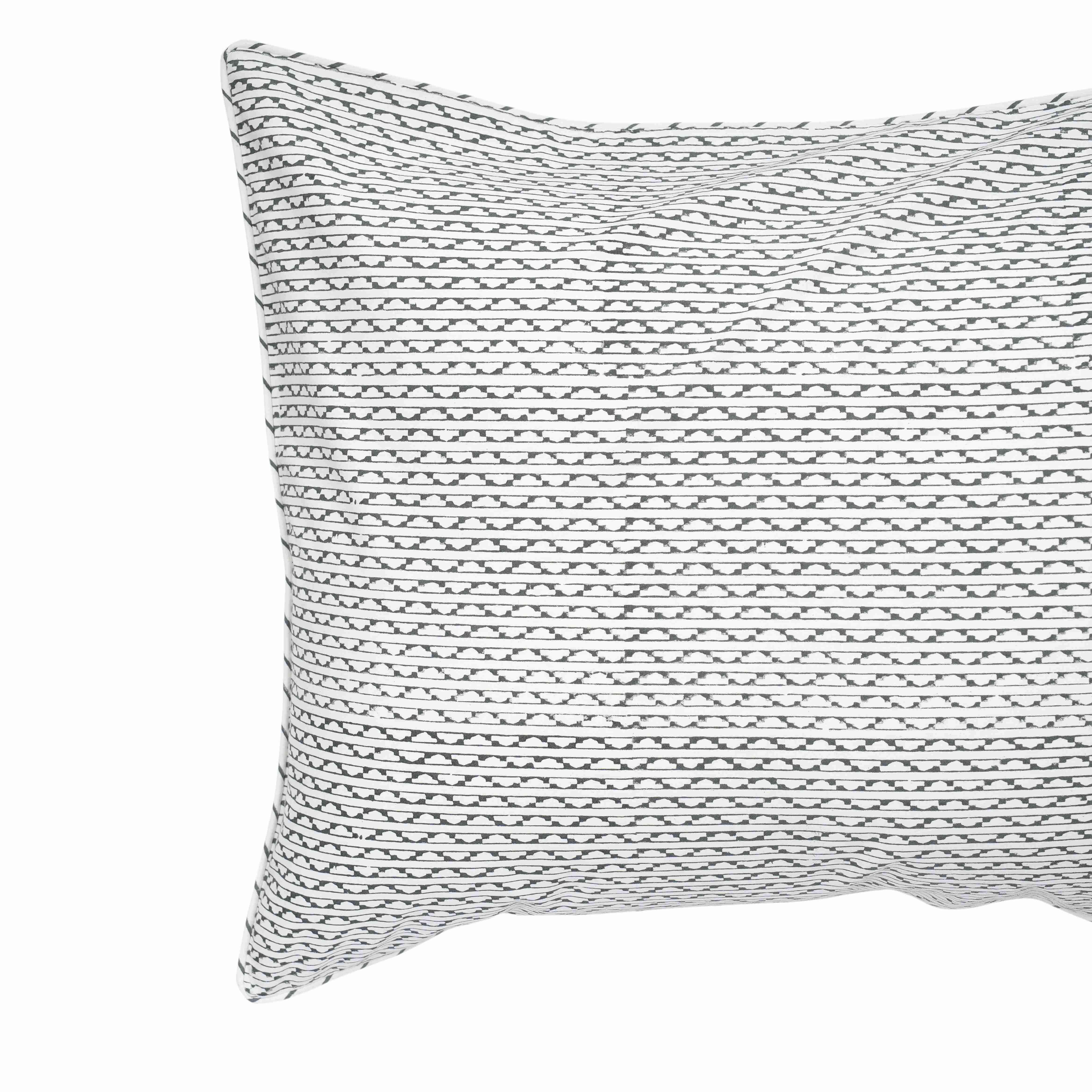 Jade Grid Block Printed Percale Pillow Cases (Set of 2)