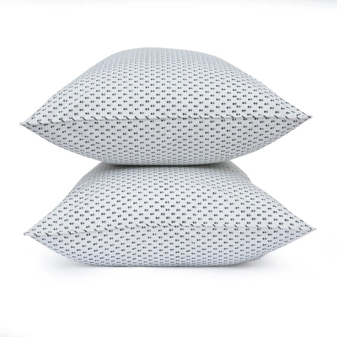 Green Bloom Block Printed Percale Pillow Cases (Set of 2)