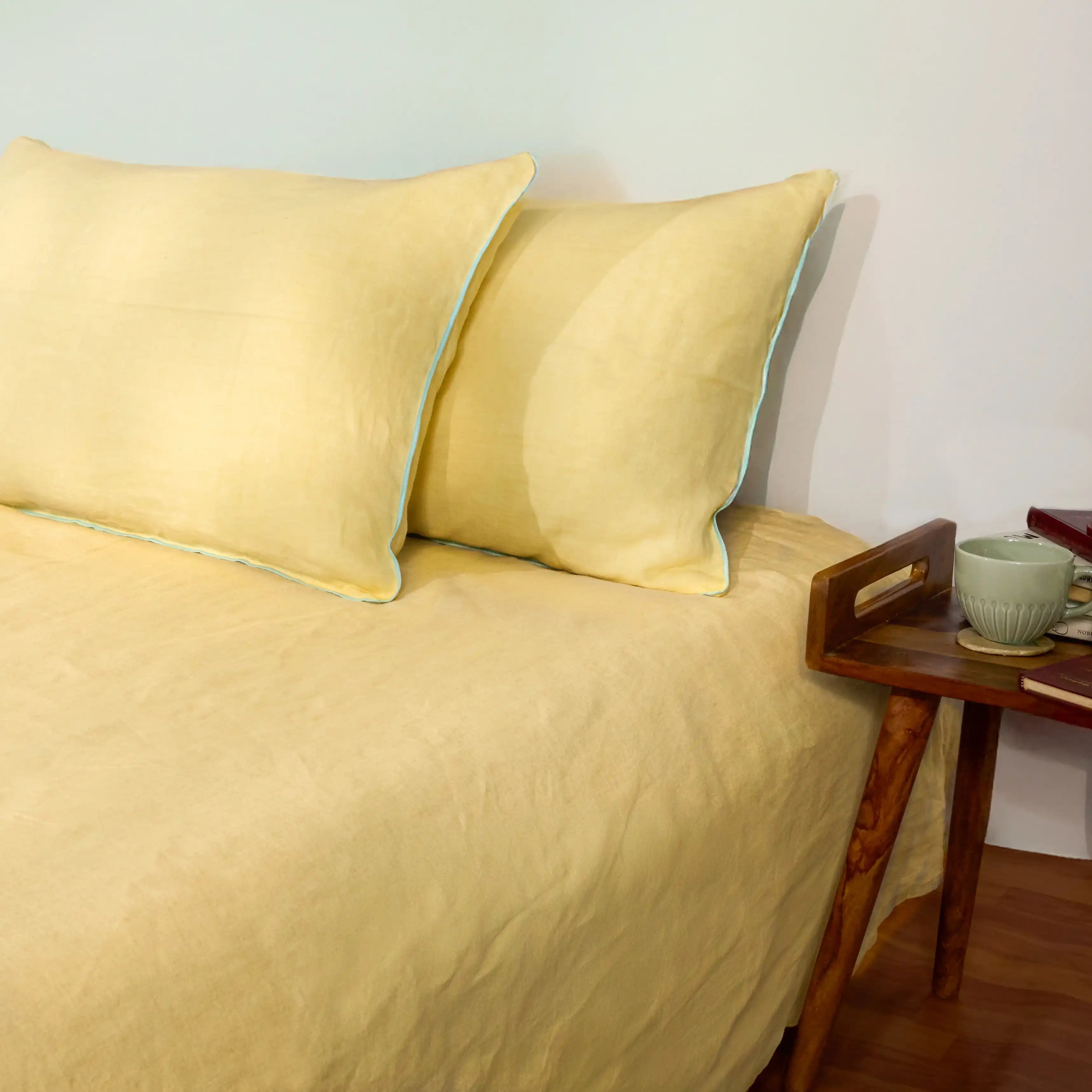 Sunlit Yellow Linen Bedsheet Set
