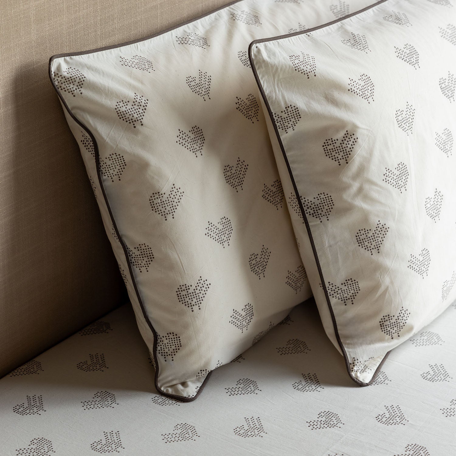 Brown Sparrow Block Printed Percale Bedsheet Set
