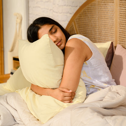 Butter Yellow Percale Pillow Cases (Set of 2)