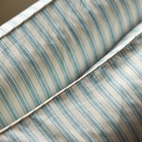 Celeste Blue Block Printed Percale Pillow Cases (Set of 2)