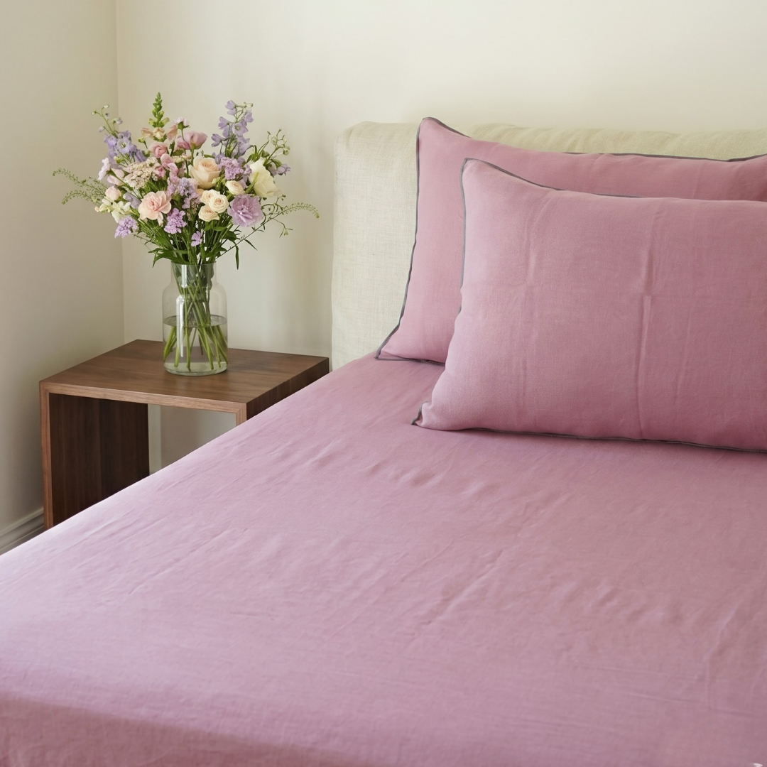 Dusty Plum Linen Bedsheet Set